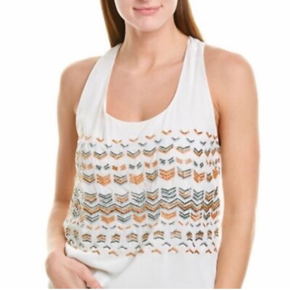 Greylin sleeveless chiffon beaded boho top Size XS New